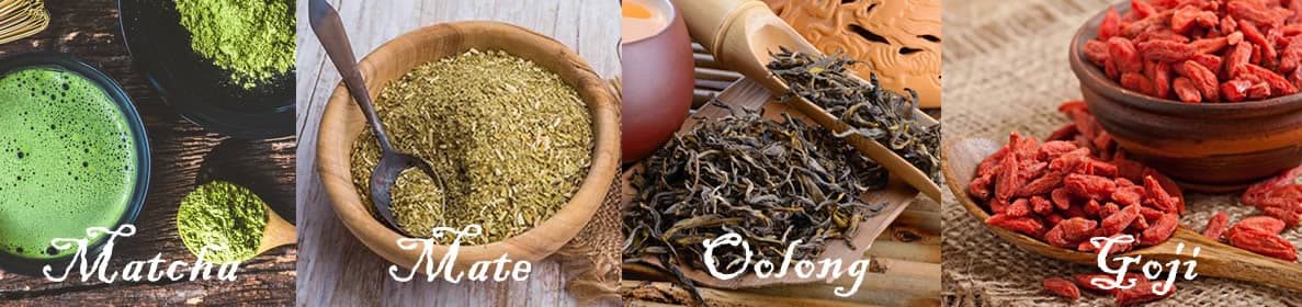 Lulutox ingredients - Matcha, Mate, Oolong, Goji